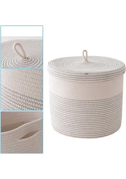 Pamuk Halat Dokuma Çamaşır Sepeti Kapaklı Çocuk Depolama Organizatör Kirli Giysiler Sepeti Çeşitli Eşyalar Depolama Varil (Yurt Dışından) fırsatları