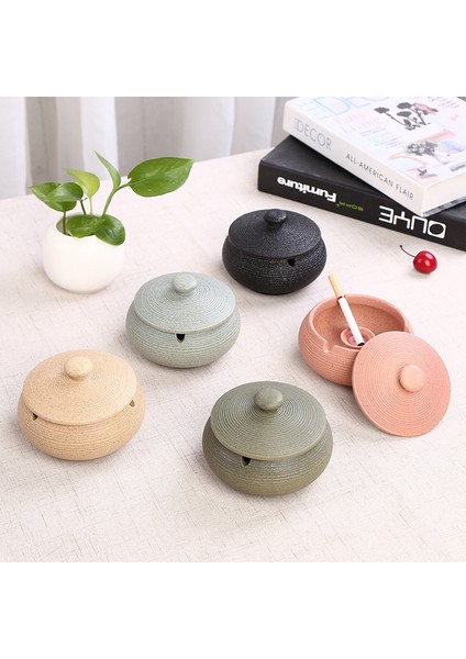 Iç Mekan Dış Mekan Kullanımı Için Rüzgar Geçirmez Kapaklı Seramik Küllük - Siyah (Yurt Dışından) fiyatları