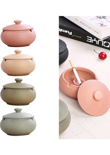 Iç Mekan Dış Mekan Kullanımı Için Rüzgar Geçirmez Kapaklı Seramik Küllük - Siyah (Yurt Dışından) modelleri