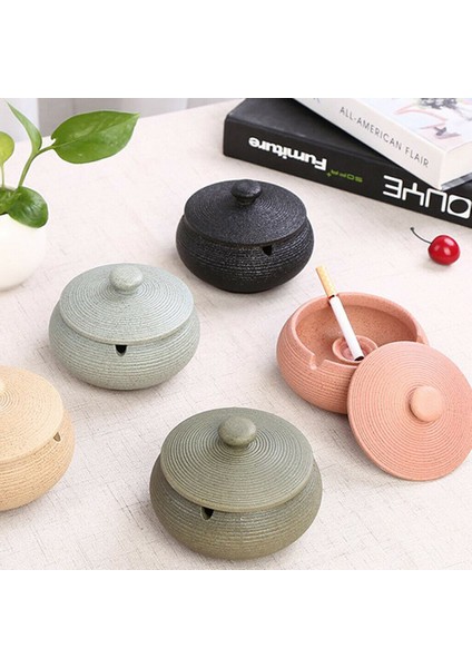 Iç Mekan Dış Mekan Kullanımı Için Rüzgar Geçirmez Kapaklı Seramik Küllük - Siyah (Yurt Dışından) fırsatları