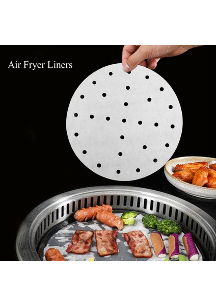 200 Parça Hava Fritöz Delikli Parşömen Kağıdı 7 Inç Yuvarlak Hava Fritöz Astarı Yapışmaz Buhar Pedi (Yurt Dışından) indirimleri