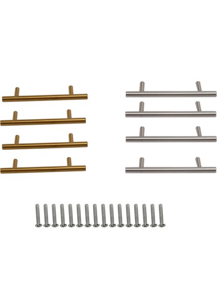 8 Adet Altın Gümüş Kolları Donanım Paslanmaz Çelik Çekmece Çeker, Mutfak Banyo Mobilyaları Için Dolap Kapı Kolları (Yurt Dışından)