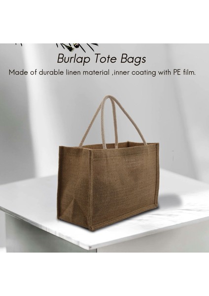 Çuval Bezi Tote Yeniden Kullanılabilir Bakkal Çanta Saplı Kadın Alışveriş Çantası Dıy Çevre Dostu Alışveriş Çantası, L (Yurt Dışından) fiyatları