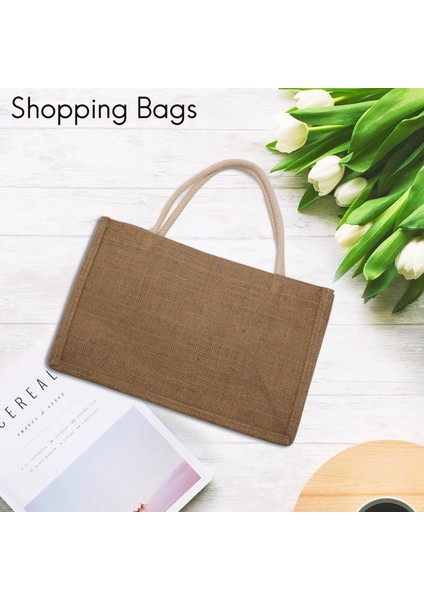Çuval Bezi Tote Yeniden Kullanılabilir Bakkal Çanta Saplı Kadın Alışveriş Çantası Dıy Çevre Dostu Alışveriş Çantası, L (Yurt Dışından) fırsatları