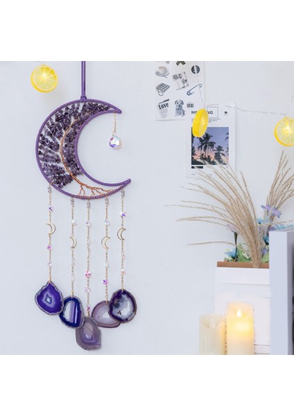 Doğal Taş Duvar Süsleri Şifa Kristal Taş Taş Dream Catcher Yatak Odası Bahçe Ev Dekorasyon (Yurt Dışından) fiyatları
