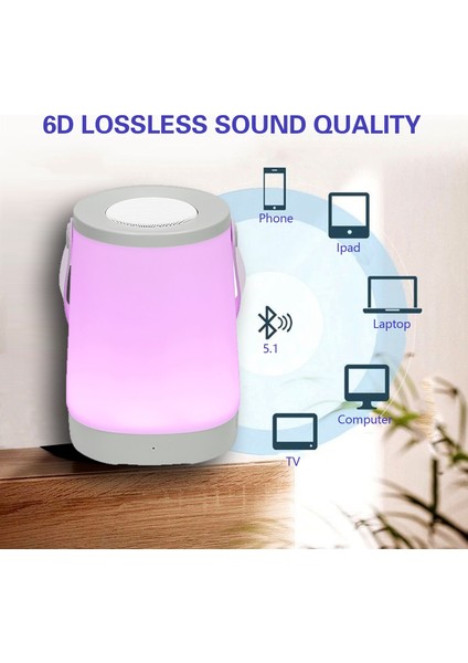 Çok Fonksiyonlu Renkli Gece Lambası Müzik Hoparlörü/Radyo Modu Dış Mekan Kamp Lambası Bluetooth Uyumlu Gri (Yurt Dışından) modelleri
