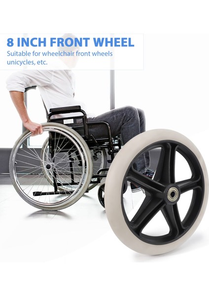 2 Adet 200mm (8 Inç) Kauçuk Küçük Iz Bırakmayan Tekerlekli Sandalye Tekerleği Aksesuarları Pp Kauçuk Sandalye Sarhoş Tekerlek Rulo (Yurt Dışından)