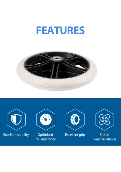 2 Adet 200mm (8 Inç) Kauçuk Küçük Iz Bırakmayan Tekerlekli Sandalye Tekerleği Aksesuarları Pp Kauçuk Sandalye Sarhoş Tekerlek Rulo (Yurt Dışından)