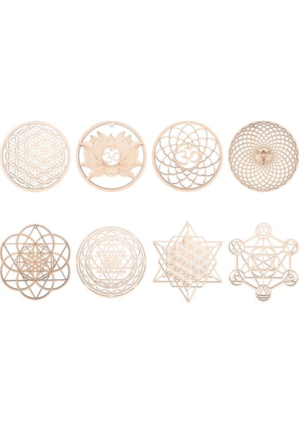 8 Paket 14 Cm Ahşap Duvar Burcu Çiçek Yaşam Şekli Coaster Ahşap Duvar Sanatı Dıy Coaster Geometri (Yurt Dışından)