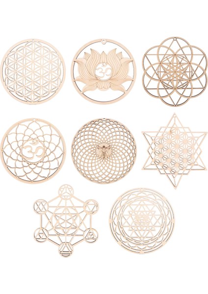 8 Paket 14 Cm Ahşap Duvar Burcu Çiçek Yaşam Şekli Coaster Ahşap Duvar Sanatı Dıy Coaster Geometri (Yurt Dışından)