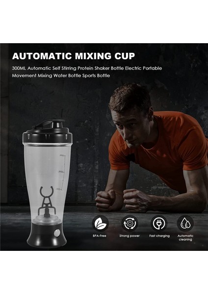 300 Ml Otomatik Kendini Karıştıran Protein Elektrikli Taşınabilir Hareketi Karıştırma Su Şişesi Spor Şişe Spor Salonu A (Yurt Dışından)