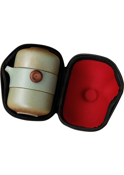 Japon Tarzı Seramik Çaydanlık Kapaklı Kase Çay Fincanı El Yapımı Taşınabilir Seyahat Ofis Çay Seti-Yeşil (Yurt Dışından)