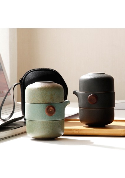 Japon Tarzı Seramik Çaydanlık Kapaklı Kase Çay Fincanı El Yapımı Taşınabilir Seyahat Ofis Çay Seti-Yeşil (Yurt Dışından) modelleri