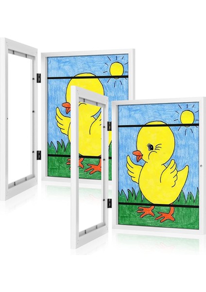Çocuk Sanat Çerçeveleri, Önden Açılan Çocuk Sanat Eseri Çerçeveleri Değiştirilebilir, A4 Kağıt Için Sanat Eseri Sergileme Depolama Çerçevesi - 2pcs Beyaz (Yurt Dışından)