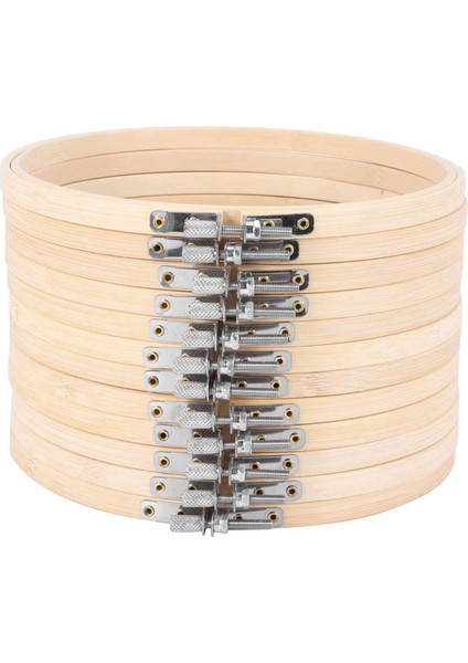 12 parça 7 inç ahşap nakış çemberleri toplu bambu daire çapraz dikiş çember yuvarlak halka sanat zanaat kullanışlı dikiş (Yurt Dışından)