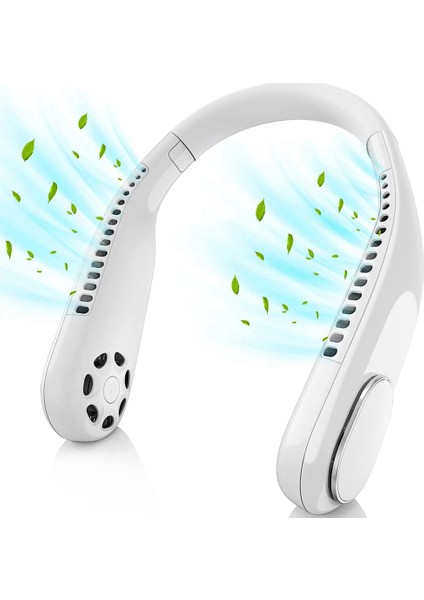 Taşınabilir Boyun Fanı 4000mah Şarj Edilebilir Bıçaksız Asılı Boyun Fanı 3 Hız Ayarı 360°Soğutma Giyilebilir Esnek Fan (Yurt Dışından)