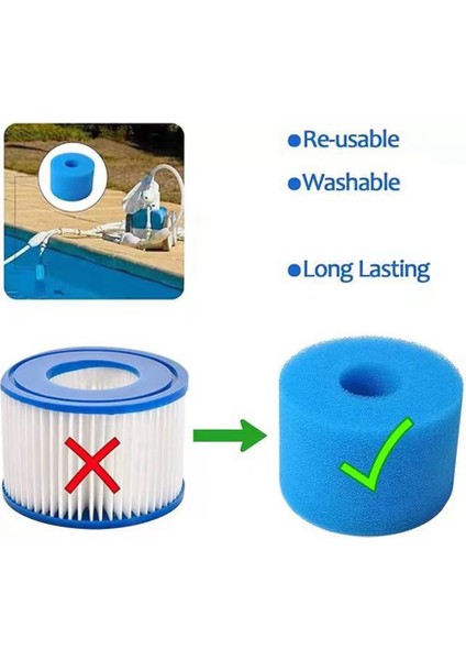 6 Adet Havuz Filtresi Köpük Sünger Değiştirme Yeniden Kullanılabilir Uzun Ömürlü Yıkanabilir Tip V1 Aksesuarları (Yurt Dışından)