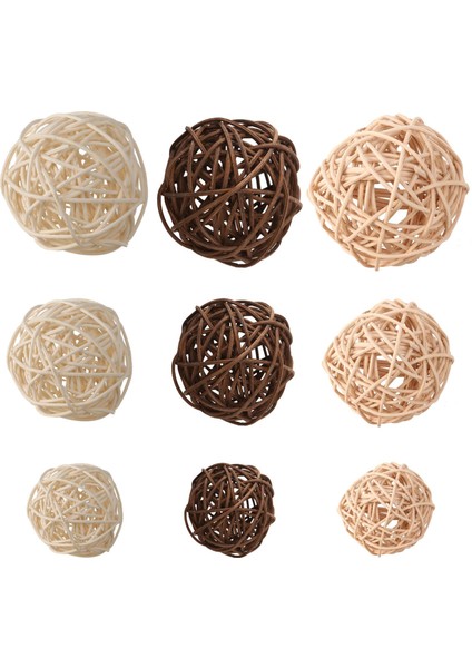 21 Adet/Grup Karışık 3 Renk Rattan Topları Düğün Parti Için Vazo Dolguları, Çeşitli Üç Boyut (3 Cm/5 Cm/7 Cm) (Yurt Dışından)