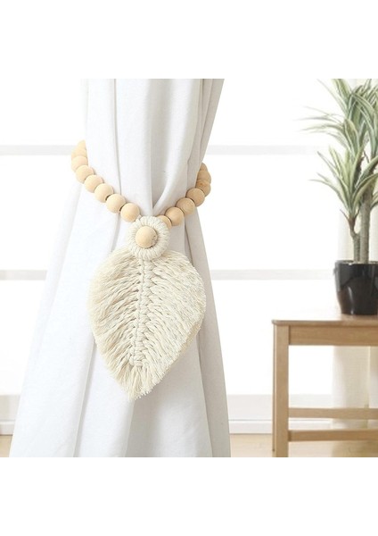 Boho Dokuma Perde Bağları 2 Adet Perde Tiebacks Tutucu Yaprak Makrome Bohemian Sanat Örgülü Pencere Dekor (Yurt Dışından)