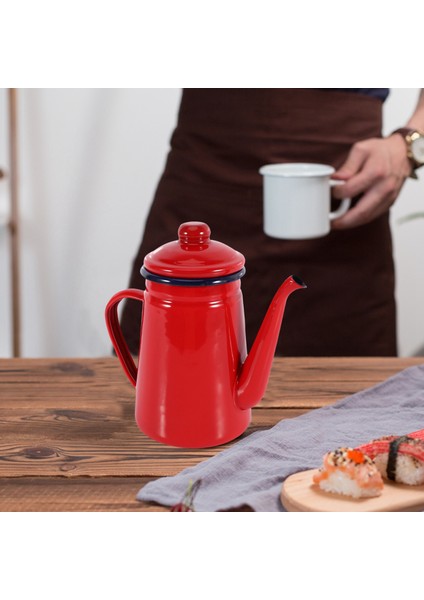 1.1l Emaye Cezve El Çaydanlık Indüksiyon Ocak Gaz Sobası Evrensel Kırmızı (Yurt Dışından) fiyatları