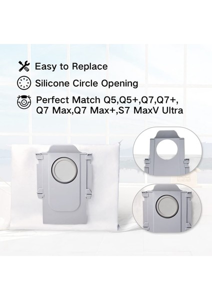 Q5+ S7 Maxv Ultra Robot Süpürge Için Toz Torbası, 3l Kapasiteli Akü Torbası Uyumlu(4pcs) (Yurt Dışından)