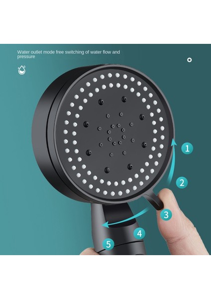 Beş Hızlı Çok Fonksiyonlu Su Püskürtme Süper Süper Şarjlı Duş Duş Başlığı Siyah Gümüş Duş Başlığı Tek Kafa (Yurt Dışından) fırsatları