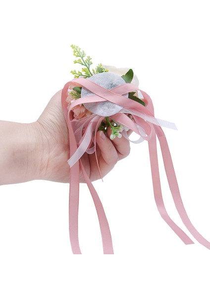 2 Parça Çiçek Bilek Korsaj Seti, Gelin Ve Damat Için Yapay Gül Ve Karanfil Bilek Korsaj Seti (Pembe) (Yurt Dışından)
