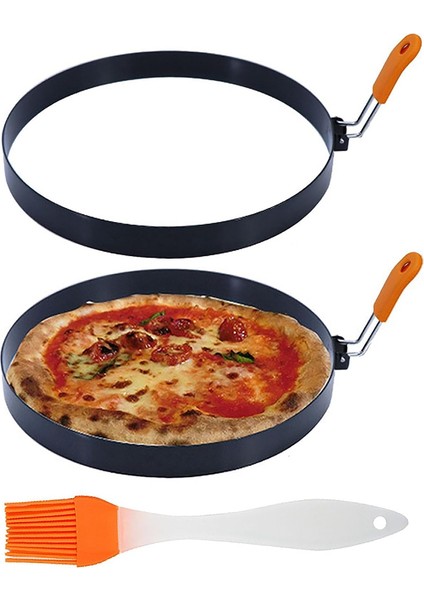 8 Inç Gözleme Halkası Paslanmaz Çelik Omlet Yüzük Silikon Yalıtımlı Saplı Yuvarlak Yumurta Halkaları Yağ Fırçalı (Yurt Dışından)