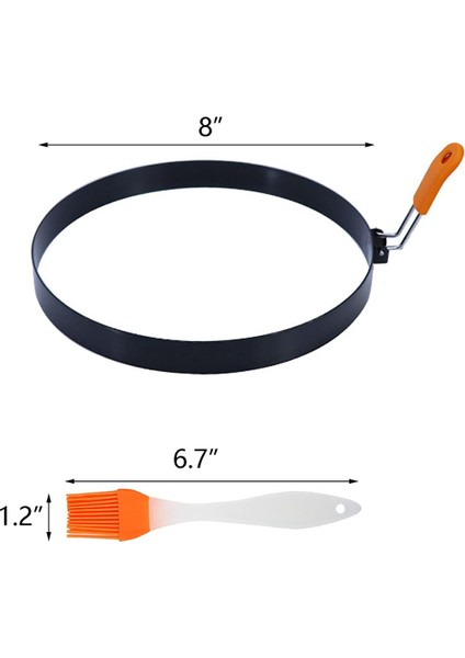 8 Inç Gözleme Halkası Paslanmaz Çelik Omlet Yüzük Silikon Yalıtımlı Saplı Yuvarlak Yumurta Halkaları Yağ Fırçalı (Yurt Dışından) fiyatları