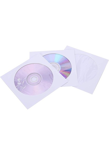Cd Dvd Kılıfları, Dvd Cd Medya Kağıdı Zarf Kollu Şeffaf Pencereli Kapatma Kapaklı Beyaz, 100'Lü Paket (Yurt Dışından)