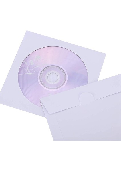 Cd Dvd Kılıfları, Dvd Cd Medya Kağıdı Zarf Kollu Şeffaf Pencereli Kapatma Kapaklı Beyaz, 100'Lü Paket (Yurt Dışından)