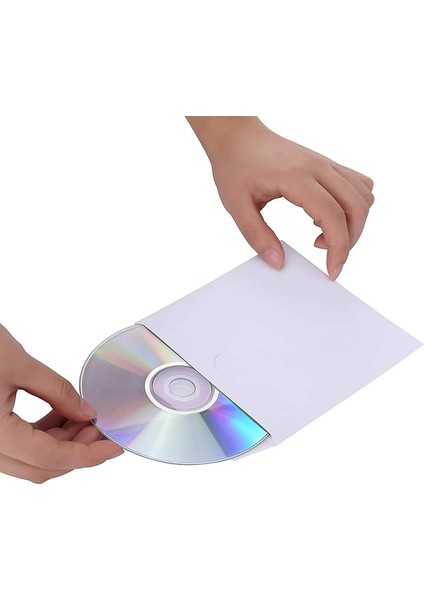 Cd Dvd Kılıfları, Dvd Cd Medya Kağıdı Zarf Kollu Şeffaf Pencereli Kapatma Kapaklı Beyaz, 100'Lü Paket (Yurt Dışından)