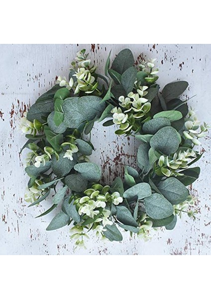 2 Paket Yeşil Okaliptüs Çelenk Yuvarlak Çelenk Yapay Çelenk Çiftlik Evi Çelenk Kapı Duvar Penceresi, 12 Inç/Pc (Yurt Dışından)