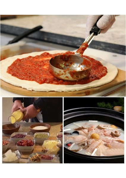 Pizza Yayılmış Sos Kepçesi Kauçuk Saplı Düz Tabanlı Mutfak Pişirme Kaşığı Paslanmaz Çelik Ölçme Karıştırma Çorba Kaşığı -2 Oz (Yurt Dışından)