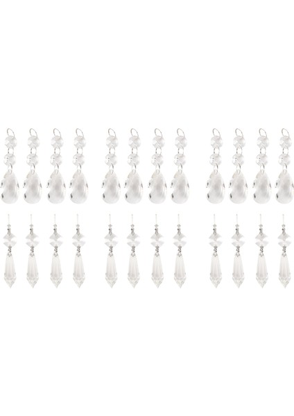 24 Adet Avize Kristal Prizmalar Kolye Seti 38 Mm Temizle Gözyaşı Icicle Avize Kristalleri Parçaları Yedek Kristaller (Yurt Dışından)