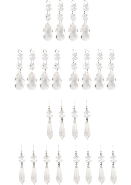 24 Adet Avize Kristal Prizmalar Kolye Seti 38 Mm Temizle Gözyaşı Icicle Avize Kristalleri Parçaları Yedek Kristaller (Yurt Dışından)