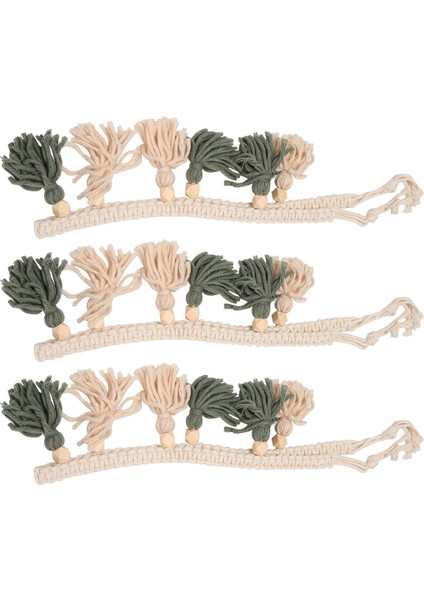 3 Parça Bohemian Makrome Dokuma Pamuk Garland Zemin Dekoratif Duvar Asma Ev Kreş Için (Yurt Dışından)