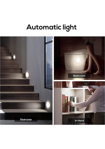 Hareket Sensörü Gece Lambası Kapalı, Şarj Edilebilir Led Dolap Gece Lambası Pille Çalışan Dolap Altı Işıkları 3 Adet (Yurt Dışından) modelleri