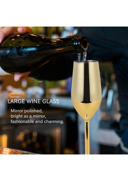 Paslanmaz Çelik Şarap Bardağı Şampanya Bardağı Kokteyl Cam Metal Şarap Cam Bar Kırılmaz Şarap Gözlük Altın (Yurt Dışından) fiyatları