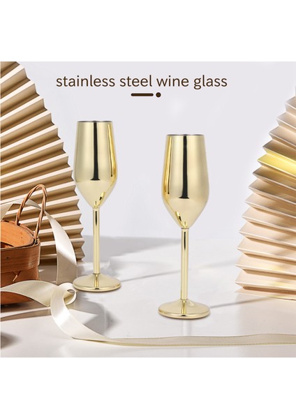 Paslanmaz Çelik Şarap Bardağı Şampanya Bardağı Kokteyl Cam Metal Şarap Cam Bar Kırılmaz Şarap Gözlük Altın (Yurt Dışından) modelleri