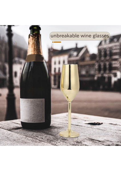Paslanmaz Çelik Şarap Bardağı Şampanya Bardağı Kokteyl Cam Metal Şarap Cam Bar Kırılmaz Şarap Gözlük Altın (Yurt Dışından) indirimleri