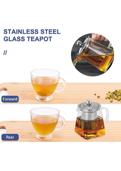 Kalınlaşmış Cam Çaydanlık Isıya Dayanıklı Çiçek Çay Potu Kabarcık Çay Potu Paslanmaz Çelik Filtre Çaydanlık Kare Pot Seti 350 Ml (Yurt Dışından)