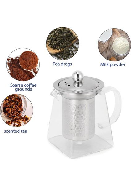 Kalınlaşmış Cam Çaydanlık Isıya Dayanıklı Çiçek Çay Potu Kabarcık Çay Potu Paslanmaz Çelik Filtre Çaydanlık Kare Pot Seti 350 Ml (Yurt Dışından)