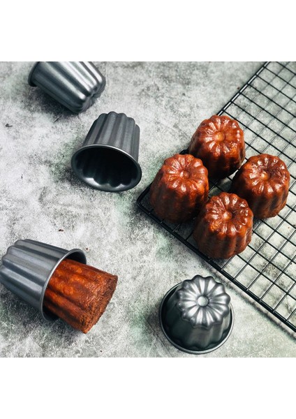 Cannele Kalıp, Cannele Muffin Kalıbı, 6'Lı Yapışmaz Cannele Kalıp Gri-Siyah Canneles (Yurt Dışından) fiyatları