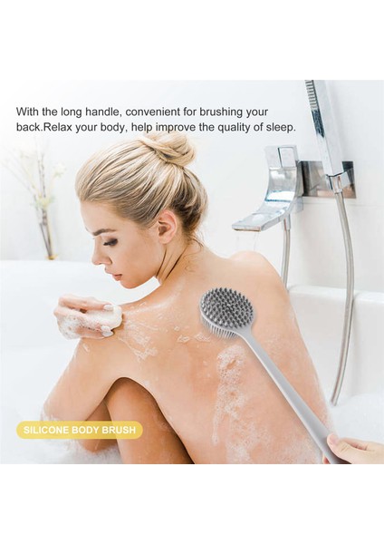Yumuşak Silikon Sırt Scrubber Duşu, Uzun Saplı Banyo Vücut Fırçası, , Non-Gri (Yurt Dışından) fırsatları