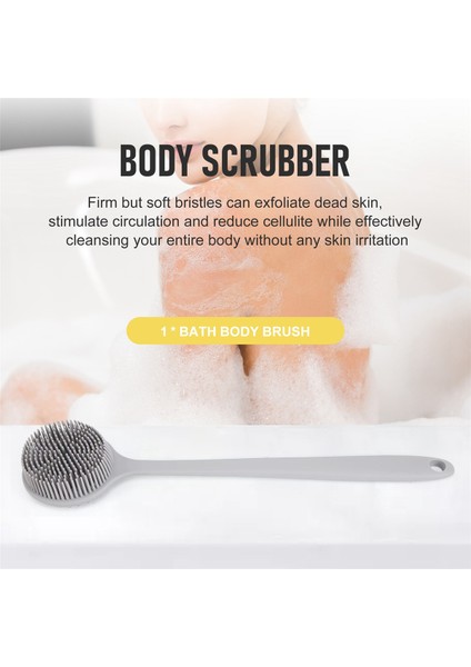Yumuşak Silikon Sırt Scrubber Duşu, Uzun Saplı Banyo Vücut Fırçası, , Non-Gri (Yurt Dışından) indirimleri