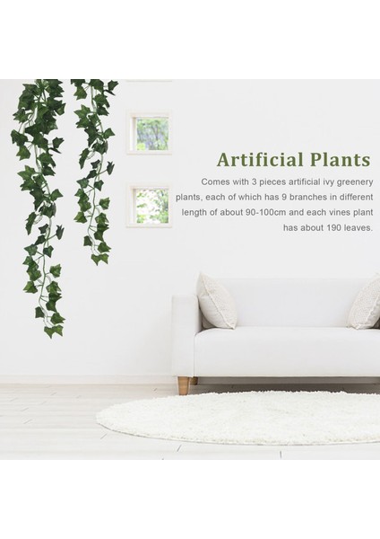 3 Parça Yapay Asılı Ivy Vine 2.95 Feet Yapay Asılı Bitkiler Duvar Yeşilliği Kapalı Dış Ev Bahçe Için (Yurt Dışından)
