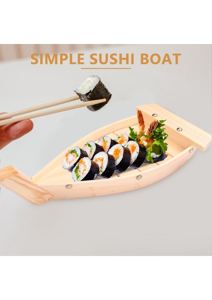 42x17x7.5cm Japon Mutfağı Suşi Tekneleri Suşi Araçları Ahşap El Yapımı Basit Gemi Sashimi Çeşitli Soğuk Yemekler Sofra Bar (Yurt Dışından)
