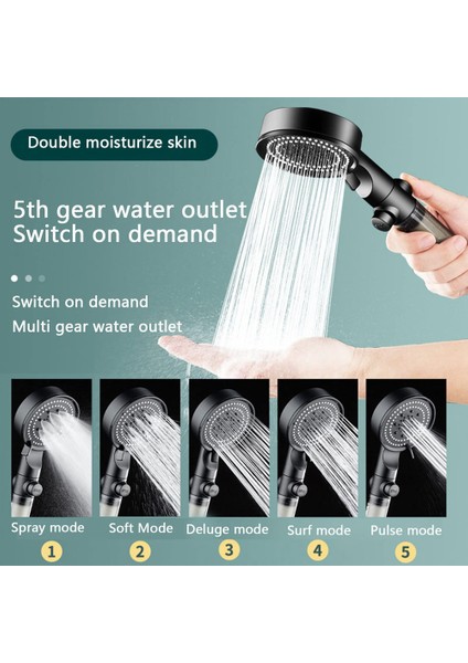 5 Sprey Modlu 4pcs Duş Başlığı Karbon Filtreli Yüksek Basınçlı El Duş Başlığı, A (Yurt Dışından)
