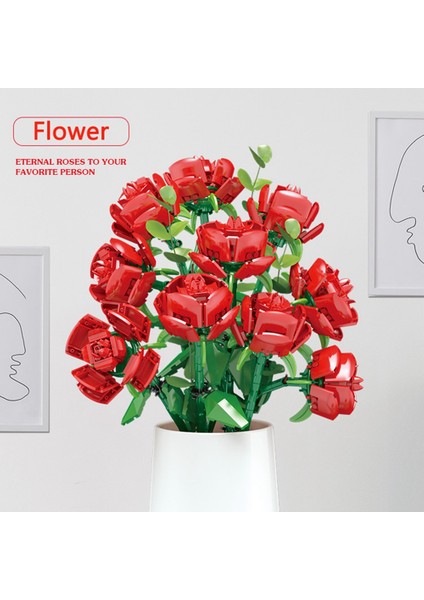 Buket Gül Ebedi Çiçek Yapı Taşları Romantik Gül Montaj Ev Dekor Dıy Oyuncaklar Doğum Günü Hediyesi (Yurt Dışından) fırsatları